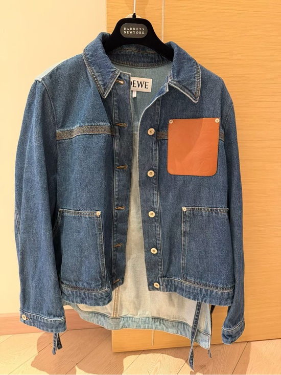 Loewe Jackets & Blazers - 🚩steal Loewe Blue Denim Jacket with Tan Leather Patch
